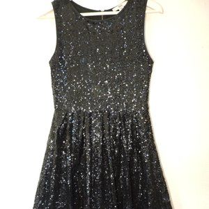 Black Sequin Fit And Flare Size M Dress